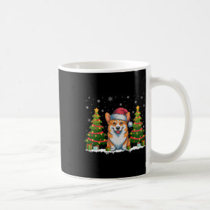 Xmas Tree Lights Corgi Dog Santa Hat Christmas Swe Coffee Mug