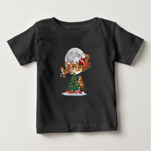 Xmas Tree Lights Funny Santa Riding Cheetah Baby T-Shirt