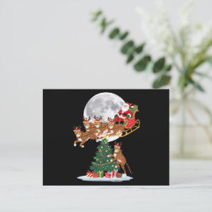 Xmas Tree Lights Funny Santa Riding Cheetah Holiday Postcard