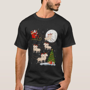 Xmas Tree Lights Funny Santa Riding Lamb Christmas T-Shirt