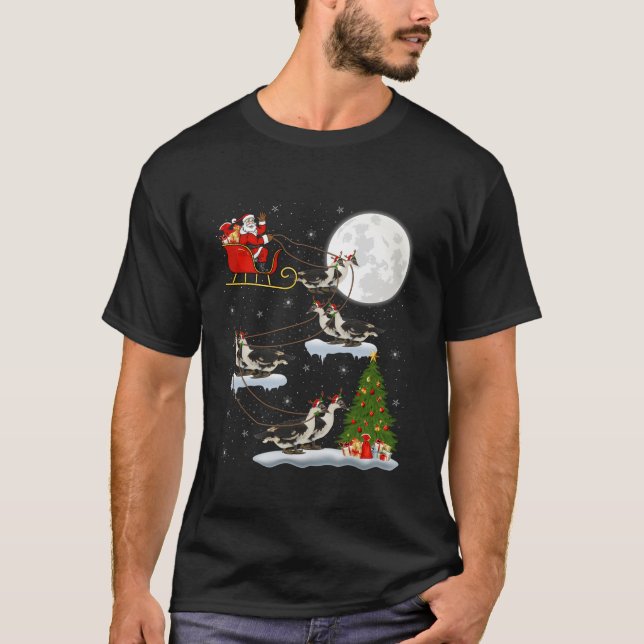 Xmas Tree Lights Funny Santa Riding Muscovy Duck C T-Shirt (Front)