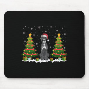 Xmas Tree Lights Great Dane Dog Santa Hat Christma Mouse Pad