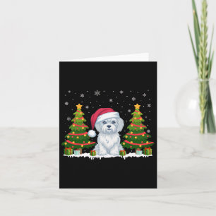 Xmas Tree Lights Maltese Dog Santa Hat Christmas S Card