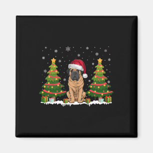 Xmas Tree Lights Mastiff Dog Santa Hat Christmas S Magnet