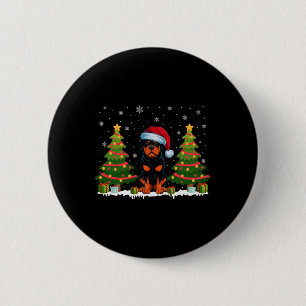 Xmas Tree Lights Rottweiler Dog Santa Hat Christma 6 Cm Round Badge