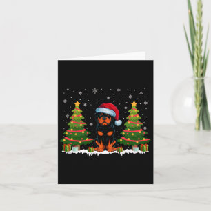 Xmas Tree Lights Rottweiler Dog Santa Hat Christma Card