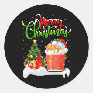 Xmas Tree Lights Santa Hat Fast Food Cup Noodles C Classic Round Sticker