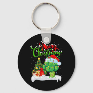 Xmas Tree Lights Santa Hat Vegetable Broccoli Chri Key Ring