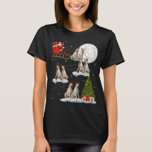 Xmas Tree Lights Santa Riding Irish Wolfhound Dog T-Shirt