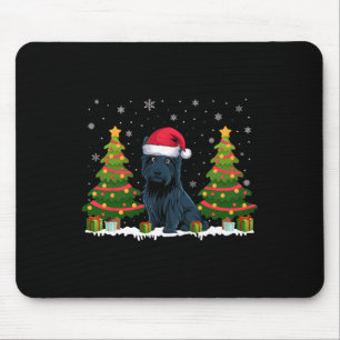 Xmas Tree Lights Scottie Dog Santa Hat Christmas S Mouse Pad