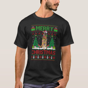 Xmas Tree Lights Ugly Santa Belgian Malinois Dog C T-Shirt