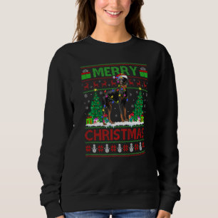 Xmas Tree Lights Ugly Santa Doberman Pinscher Dog Sweatshirt