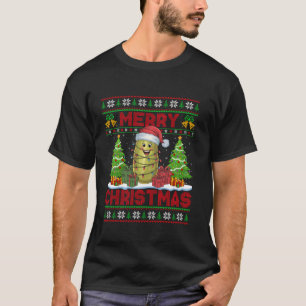 Xmas Tree Lights Ugly Style Santa Hat Funny Pickle T-Shirt
