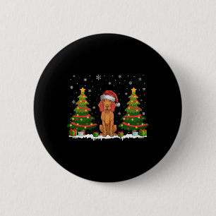 Xmas Tree Lights Vizsla Dog Santa Hat Christmas Sw 6 Cm Round Badge