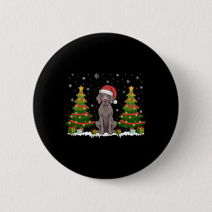 Xmas Tree Lights Weimaraner Dog Santa Hat Christma 6 Cm Round Badge