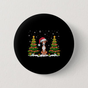 Xmas Tree Lights Whippet Dog Santa Hat Christmas S 6 Cm Round Badge