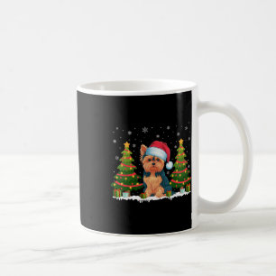 Xmas Tree Lights Yorkie Dog Santa Hat Christmas Sw Coffee Mug