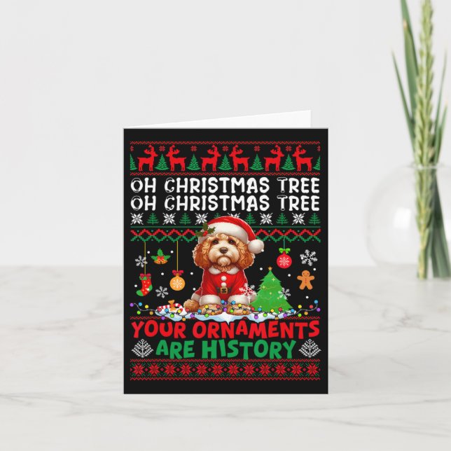 Xmas Tree Ornaments Are History Sweater Santa Apoo Card (Front)