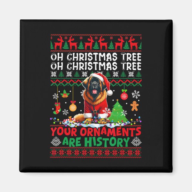 Xmas Tree Ornaments Are History Sweater Santa Leon Magnet (Front)
