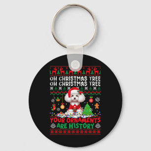 Xmas Tree Ornaments Are History Sweater Santa Pood Key Ring
