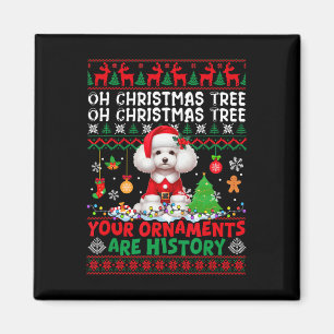 Xmas Tree Ornaments Are History Sweater Santa Pood Magnet