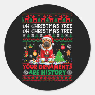 Xmas Tree Ornaments Are History Sweater Santa Shar Classic Round Sticker