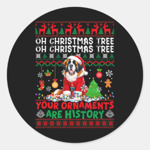 Xmas Tree Ornaments Are History Sweater Santa St.  Classic Round Sticker