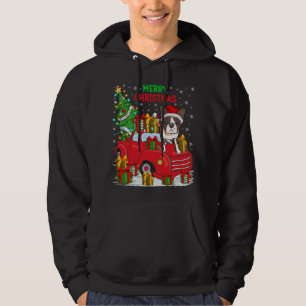 Xmas Tree Red Truck Lighting Boston Terrier Dog Ch Hoodie