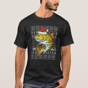 Xmas Tree Redfish Lover Santa Hat Ugly Redfish Chr T-Shirt