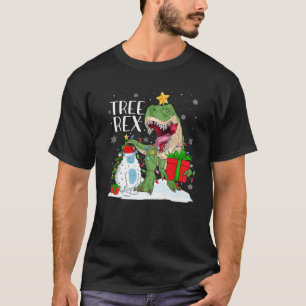 Xmas Tree Rex Lights Santa Dinosaur T Rex Yeti Chr T-Shirt