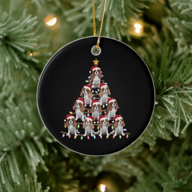Xmas Tree Santa Cavalier King Charles Spaniel Dog  Ceramic Tree Decoration (Tree)