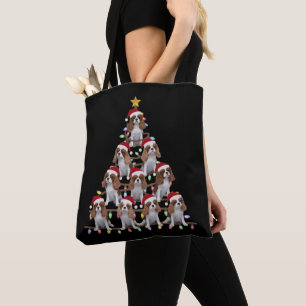 Xmas Tree Santa Cavalier King Charles Spaniel Dog Tote Bag