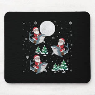 Xmas Tree Santa Riding Hammerhead Shark Funny Chri Mouse Pad