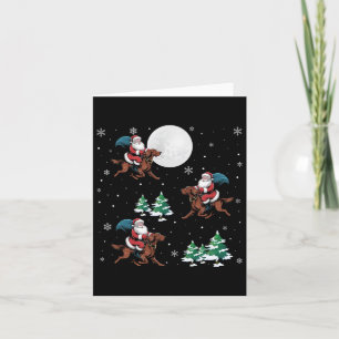Xmas Tree Santa Riding Irish Setter Dog Funny Chri Card
