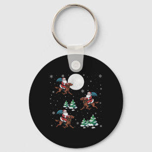 Xmas Tree Santa Riding Irish Setter Dog Funny Chri Key Ring