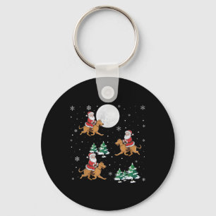 Xmas Tree Santa Riding Irish Wolfhound Dog Funny C Key Ring