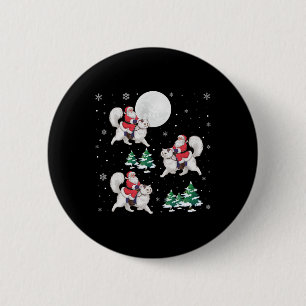 Xmas Tree Santa Riding Persian Cat Funny Christmas 6 Cm Round Badge