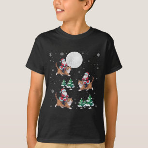 Xmas Tree Santa Riding Ragdoll Cat Funny Christmas T-Shirt