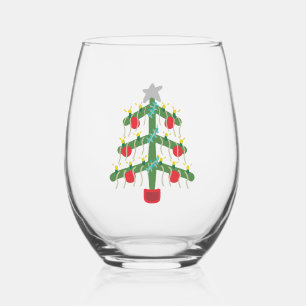 Xmas Tree Stemless Wine Glass