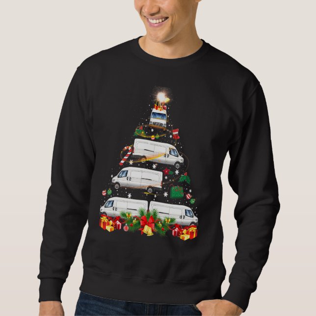 Xmas Tree Van Xmas Lights Tree Driver  Family Chri Sweatshirt (Front)
