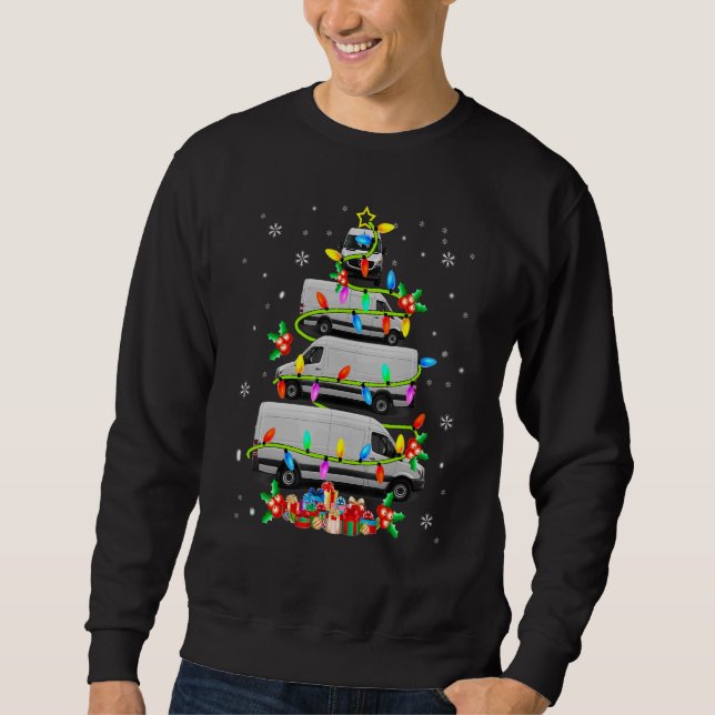 Xmas Tree Van Xmas Lights Tree Driver Family Chris Sweatshirt (Front)
