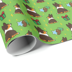 Xmas Tricolor Corgi "Mini Pattern" Wrapping Paper