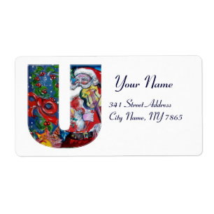 XMAS U LETTER /SANTA CLAUS WITH VIOLIN MONOGRAM