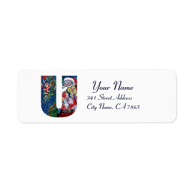 XMAS U LETTER /SANTA  CLAUS WITH VIOLIN MONOGRAM (Front)