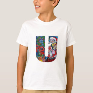 XMAS U LETTER /SANTA  CLAUS WITH VIOLIN MONOGRAM T-Shirt