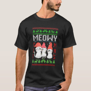 Xmas Ugly Santa Catmas Knitted Meowy For Festive H T-Shirt