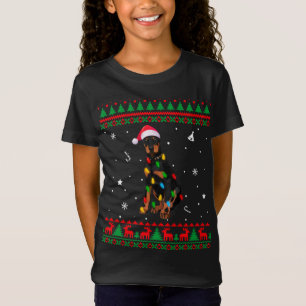 Xmas Ugly Sweater Christmas Lights Doberman Dog Lo