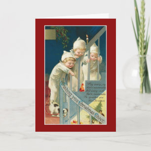 Xmas Vintage Card Merry Christmas Children