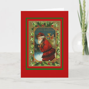 Xmas Vintage Card Merry Christmas Santa