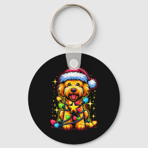 Xmas Whoodle Dog Tangled Christmas Lights For Men  Key Ring